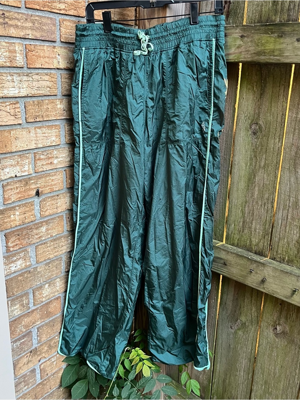 FP Movement by Free People Forest Green Track Pants with Mint Piping